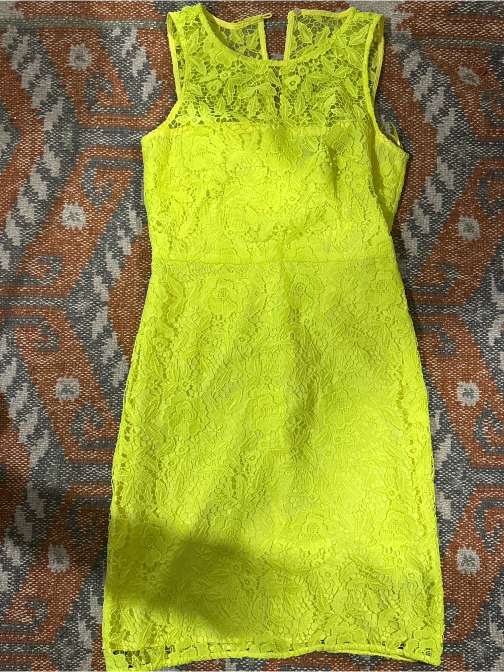 J. Crew Neon Lace Sleeveless Dress in Bright Yellow